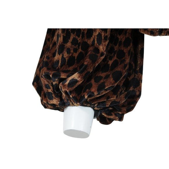 The Attico Womens Leopard Print Top Size 40 Brown Tan Bow Balloon Ruffle Sleeve - Picture 3 of 16